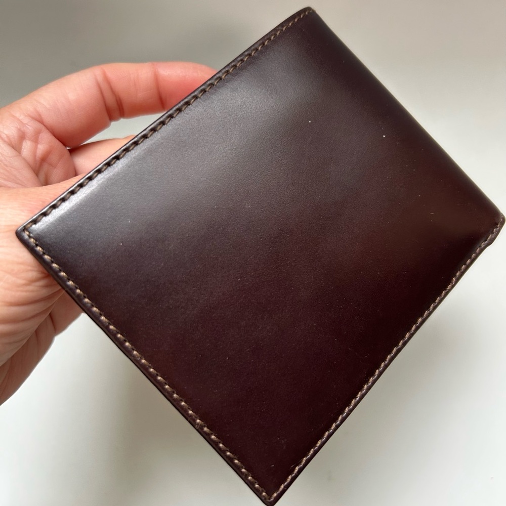 New Water Buffalo Vintage Coach Slim Bifold Vachetta Leather Wallet Mahogany - Picture 2 of 8